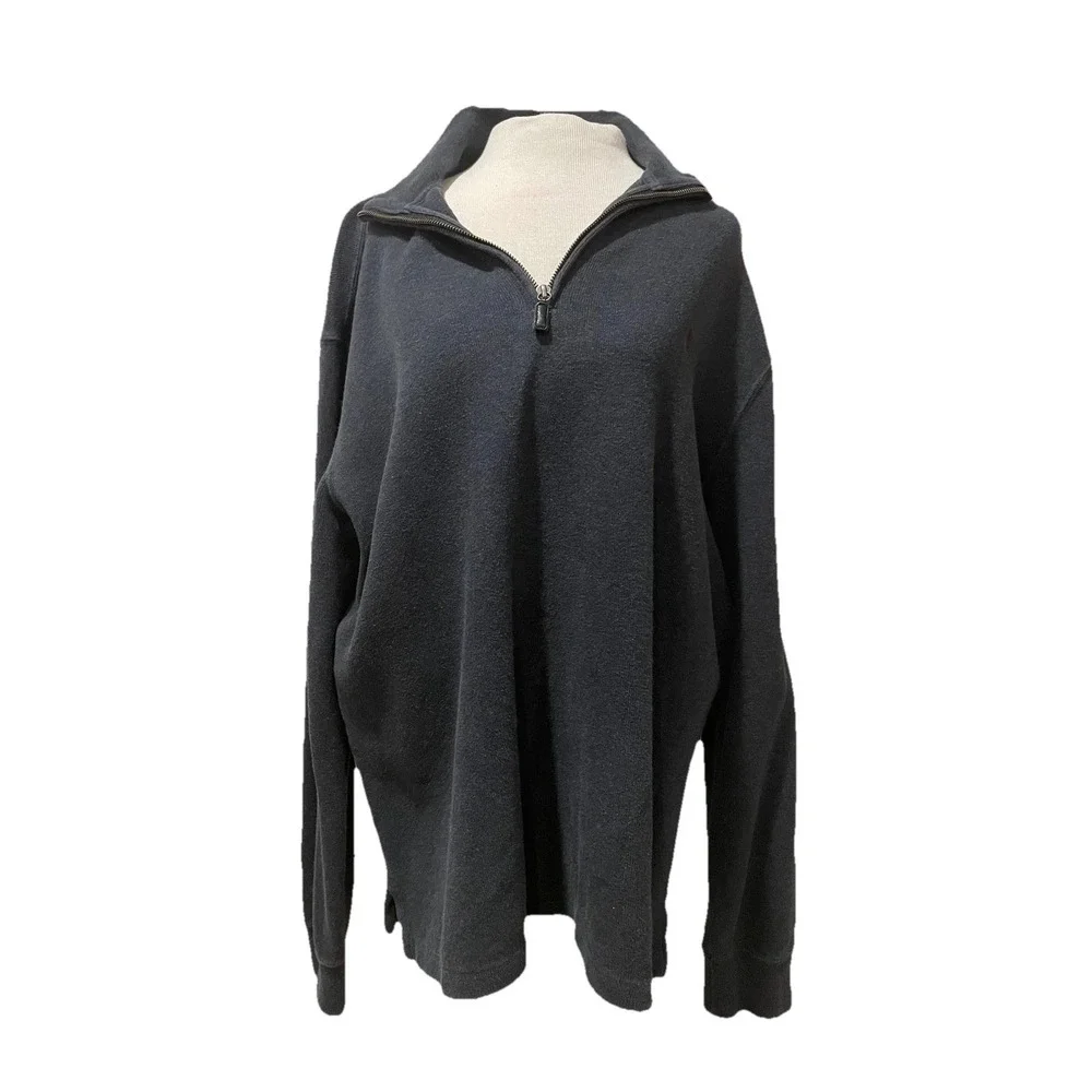 Polo Ralph Lauren Quarter Zip Sweater Charcoal Gray‎ Men's L Cotton Logo
